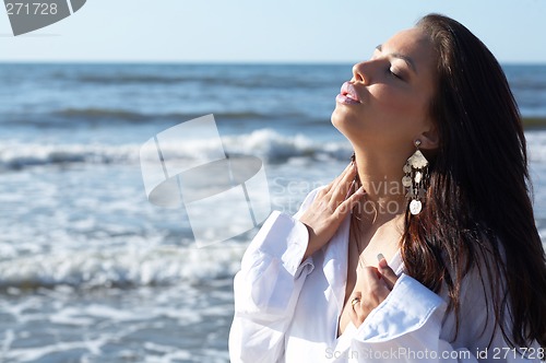 Image of Beautiful Woman at seaside