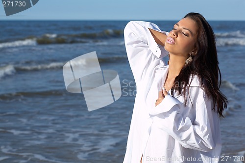 Image of Beautiful Woman at seaside