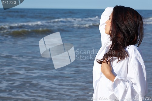 Image of Beautiful Woman at seaside