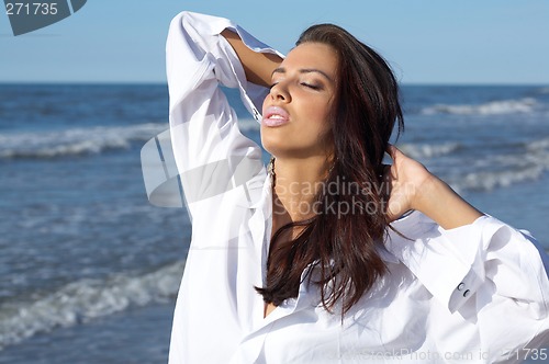 Image of Beautiful Woman at seaside