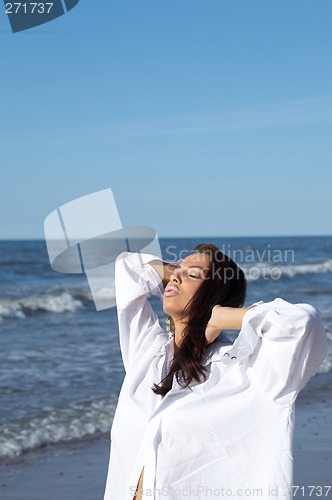 Image of Beautiful Woman at seaside