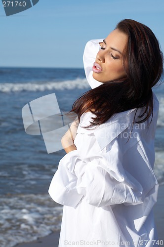 Image of Beautiful Woman at seaside