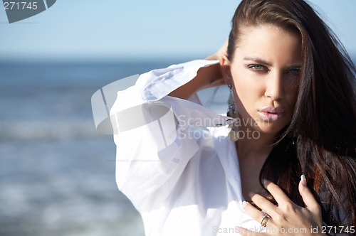 Image of Beautiful Woman at seaside