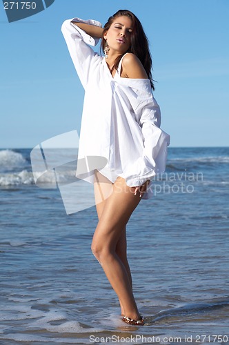 Image of Beautiful Woman at seaside