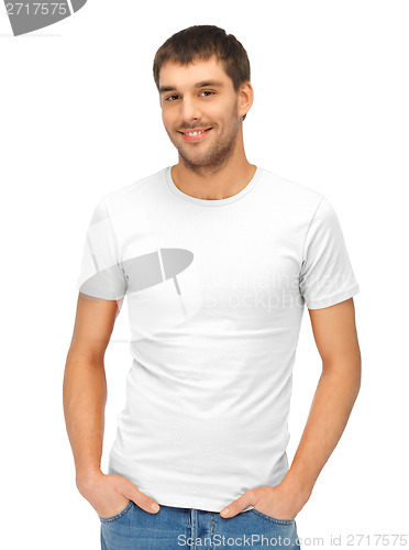 Image of handsome man in blank white shirt