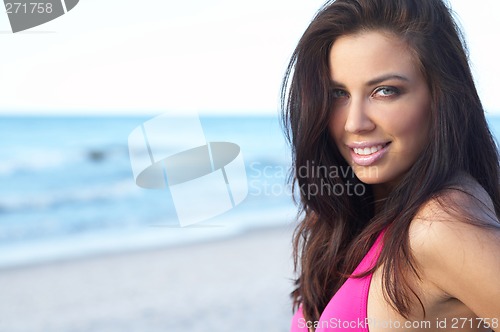 Image of Beautiful Woman at seaside