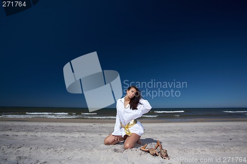 Image of Beautiful Woman at seaside