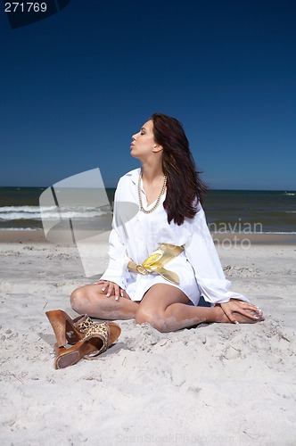 Image of Beautiful Woman at seaside