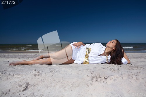 Image of Beautiful Woman at seaside