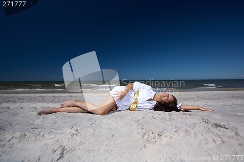 Image of Beautiful Woman at seaside