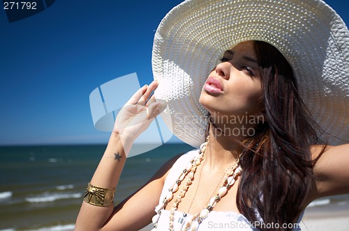 Image of Beautiful Woman at seaside