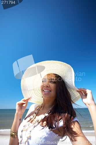 Image of Beautiful Woman at seaside