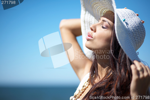 Image of Beautiful Woman at seaside