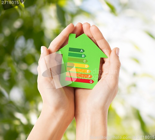 Image of hands holding green paper house