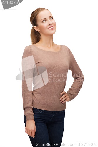 Image of happy woman dreaming