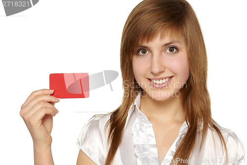 Image of Girl showing red card in hand