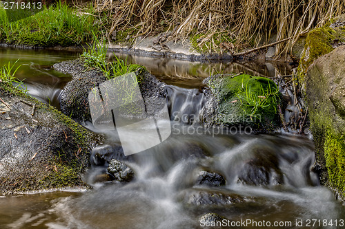 Image of Falls on the small mountain river in a wood