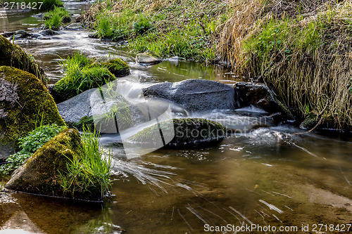 Image of Falls on the small mountain river in a wood