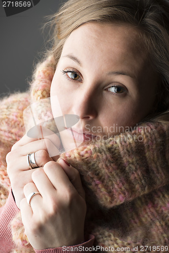 Image of Woman with wool scarf