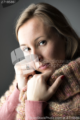 Image of Woman with wool scarf