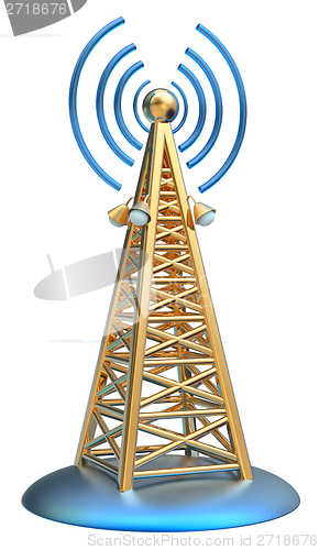 Image of digital transmitter sends signals from high tower