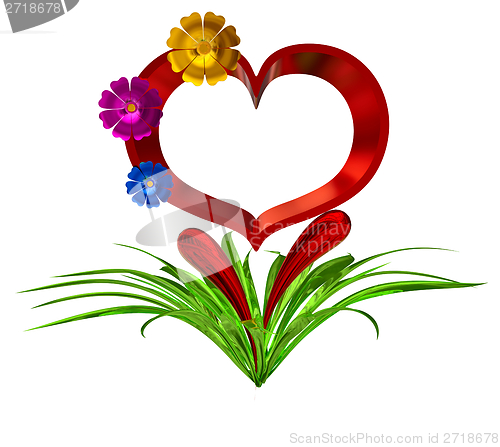 Image of heart with flowers and leaves