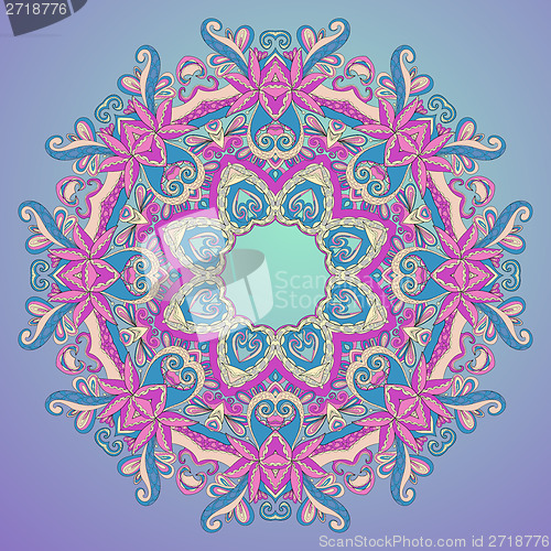 Image of background with lace hand drawn colorful ornament