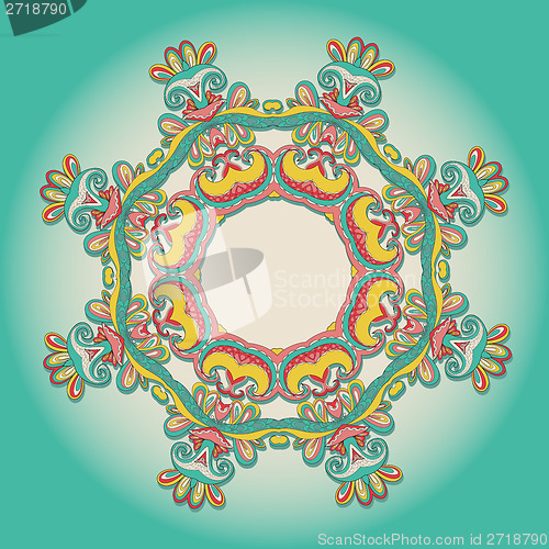 Image of background with lace hand drawn colorful ornament
