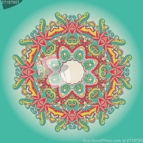 Image of background with lace hand drawn colorful ornament