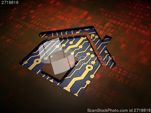 Image of Finance concept: Home on digital screen background