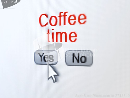 Image of Time concept: Coffee Time on digital computer screen