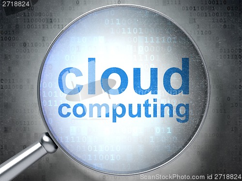 Image of Cloud technology concept: Cloud Computing with optical glass