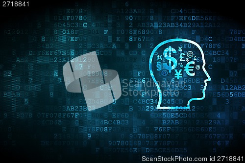 Image of Finance concept: Head With Finance Symbol on digital background