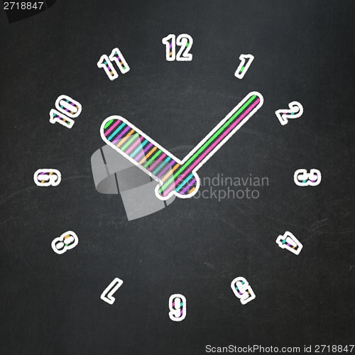 Image of Time concept: Clock on chalkboard background