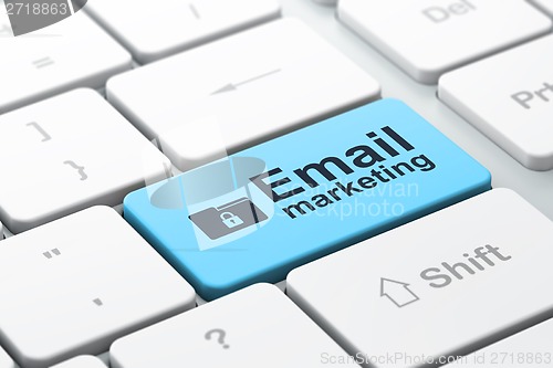 Image of Business concept: Folder With Lock and Email Marketing on computer keyboard background