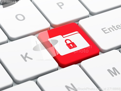 Image of Finance concept: Folder With Lock on computer keyboard background