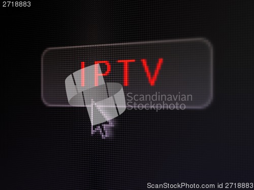 Image of Web development concept: IPTV on digital button background