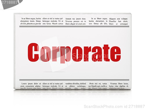 Image of Finance concept: newspaper headline Corporate
