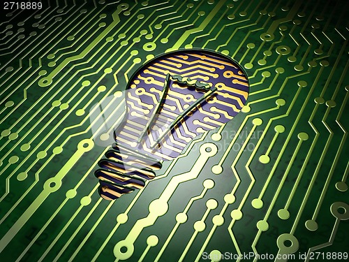 Image of Business concept: Light Bulb on circuit board background