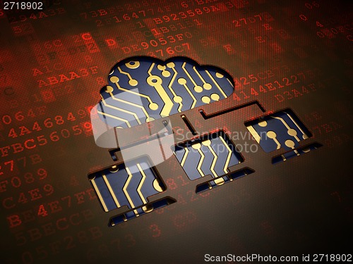 Image of Cloud networking concept: Cloud Network on digital screen background