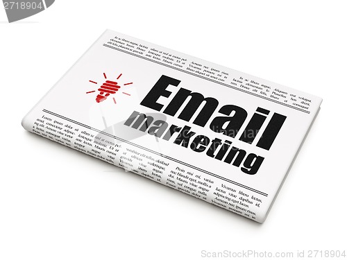 Image of Business concept: newspaper with Email Marketing and Energy Saving Lamp