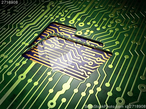 Image of Finance concept: Folder on circuit board background