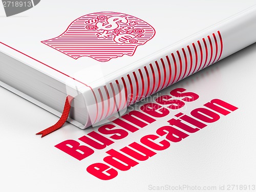 Image of Education concept: book Head With Finance Symbol, Business Education on white background