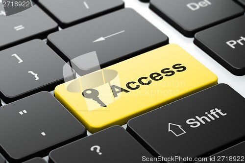 Image of Safety concept: Key and Access on computer keyboard background