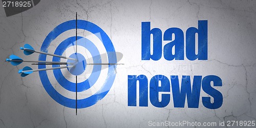 Image of News concept: target and Bad News on wall background
