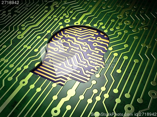 Image of Data concept: Head on circuit board background