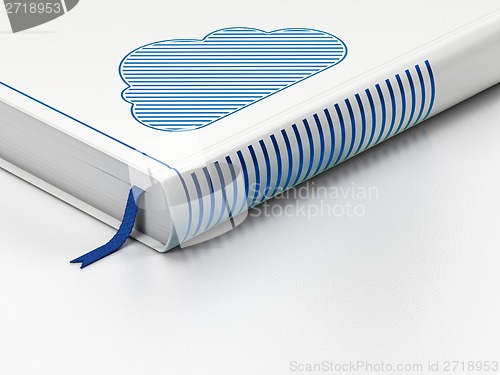 Image of Cloud computing concept: closed book, Cloud on white background