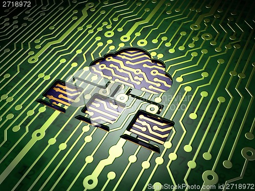 Image of Cloud technology concept: Cloud Network on circuit board background