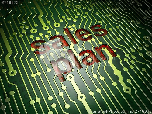 Image of Marketing concept: Sales Plan on circuit board background