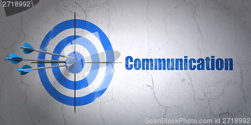 Image of Advertising concept: target and Communication on wall background